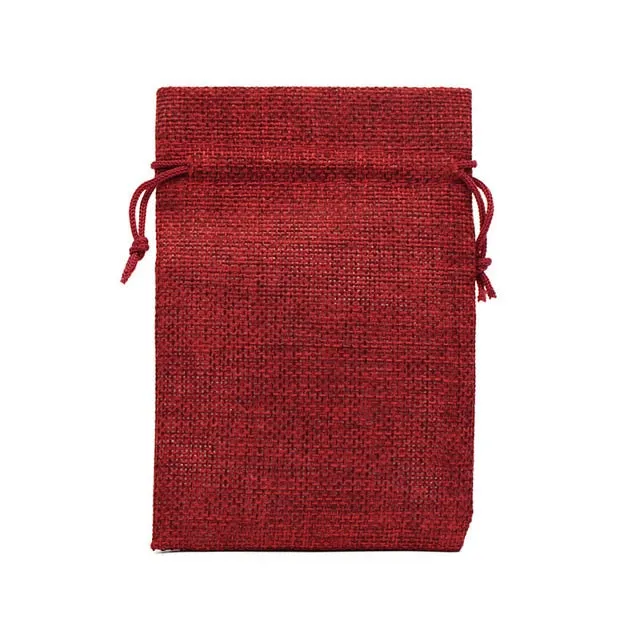 50Pcs/lot Drawstring Natural Burlap Bag Jute Gift Bags Multi Size Jewelry Packaging Wedding Bags with Candy Bag Can Custom Logo