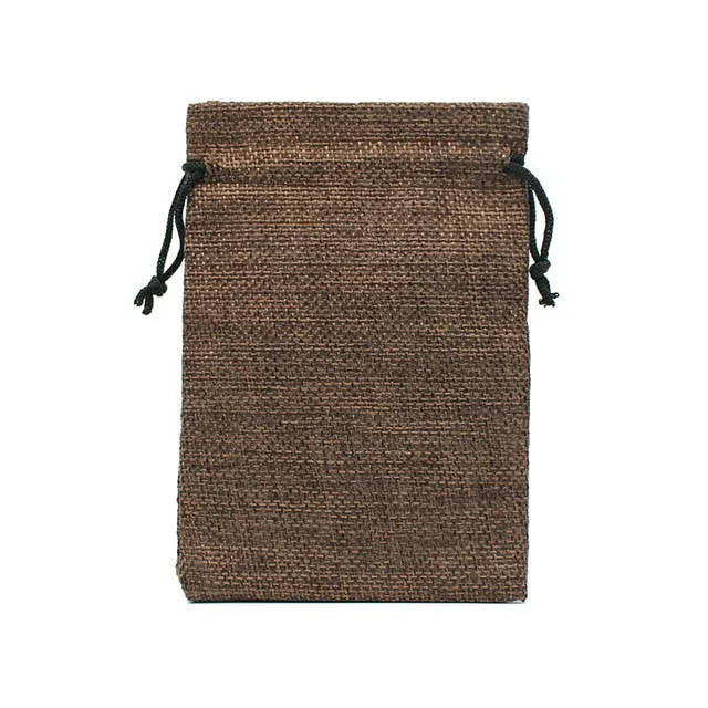 50Pcs/lot Drawstring Natural Burlap Bag Jute Gift Bags Multi Size Jewelry Packaging Wedding Bags with Candy Bag Can Custom Logo
