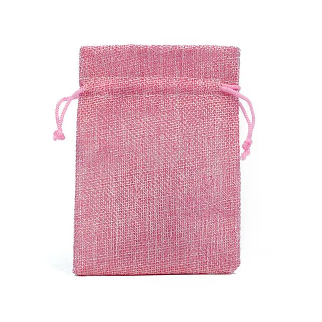 50Pcs/lot Drawstring Natural Burlap Bag Jute Gift Bags Multi Size Jewelry Packaging Wedding Bags with Candy Bag Can Custom Logo