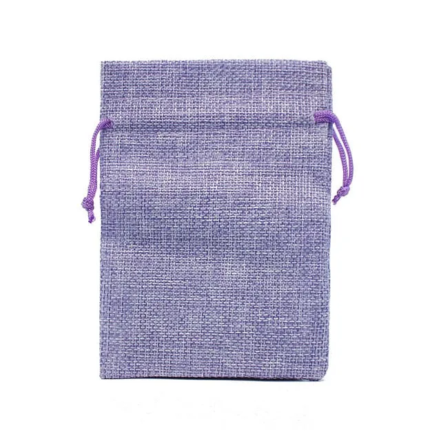 50Pcs/lot Drawstring Natural Burlap Bag Jute Gift Bags Multi Size Jewelry Packaging Wedding Bags with Candy Bag Can Custom Logo