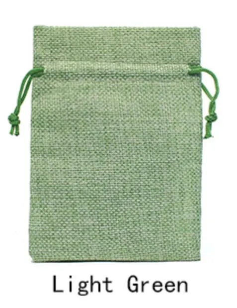 50Pcs/lot Drawstring Natural Burlap Bag Jute Gift Bags Multi Size Jewelry Packaging Wedding Bags with Candy Bag Can Custom Logo