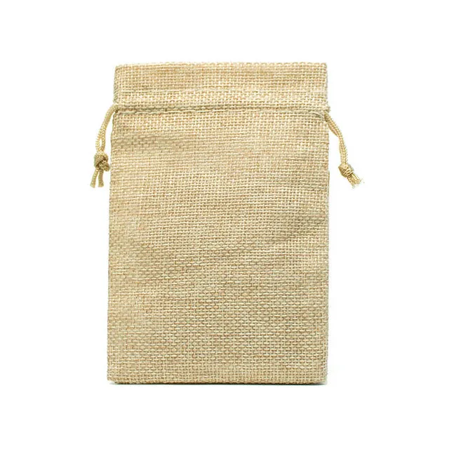 50Pcs/lot Drawstring Natural Burlap Bag Jute Gift Bags Multi Size Jewelry Packaging Wedding Bags with Candy Bag Can Custom Logo