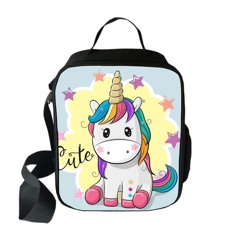 Cartoon Unicorn Printed Lunch Bag for Kids