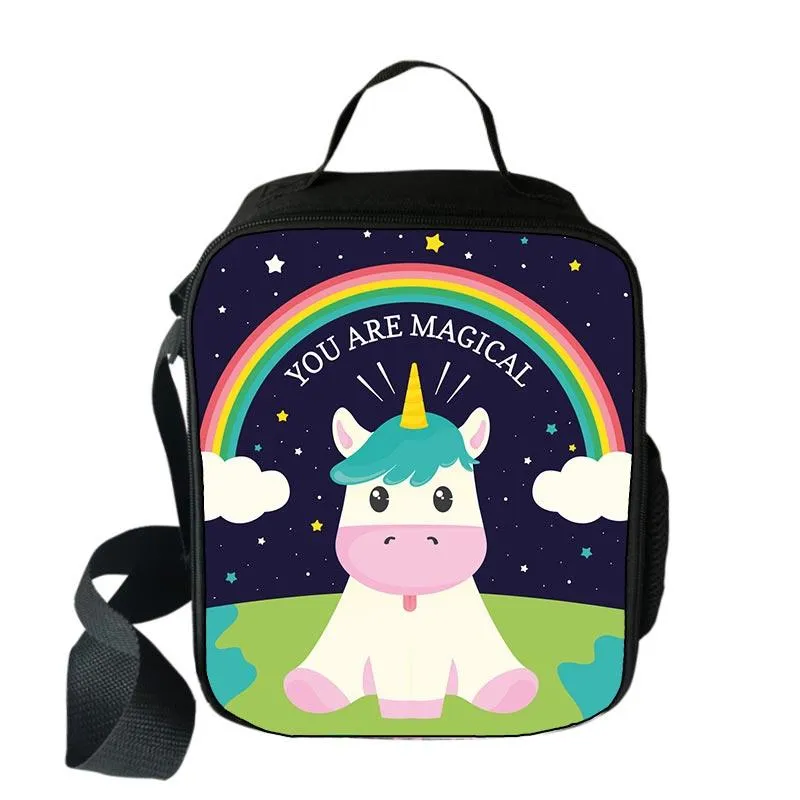 Cartoon Unicorn Printed Lunch Bag for Kids