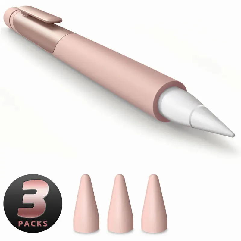 For Apple Pencil 1 1St Generation Anti-Slip Grip Silicone Protective Case With 3 Pieces Nib Cover