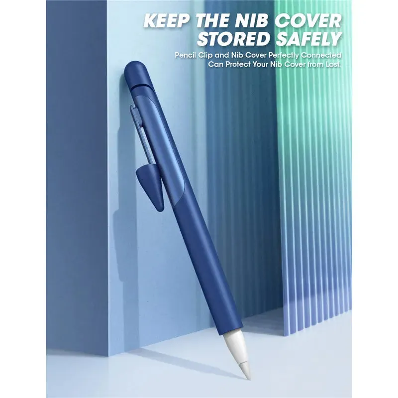 For Apple Pencil 1 1St Generation Anti-Slip Grip Silicone Protective Case With 3 Pieces Nib Cover