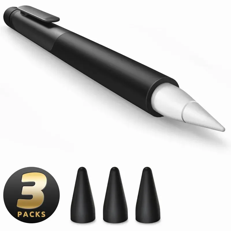For Apple Pencil 1 1St Generation Anti-Slip Grip Silicone Protective Case With 3 Pieces Nib Cover