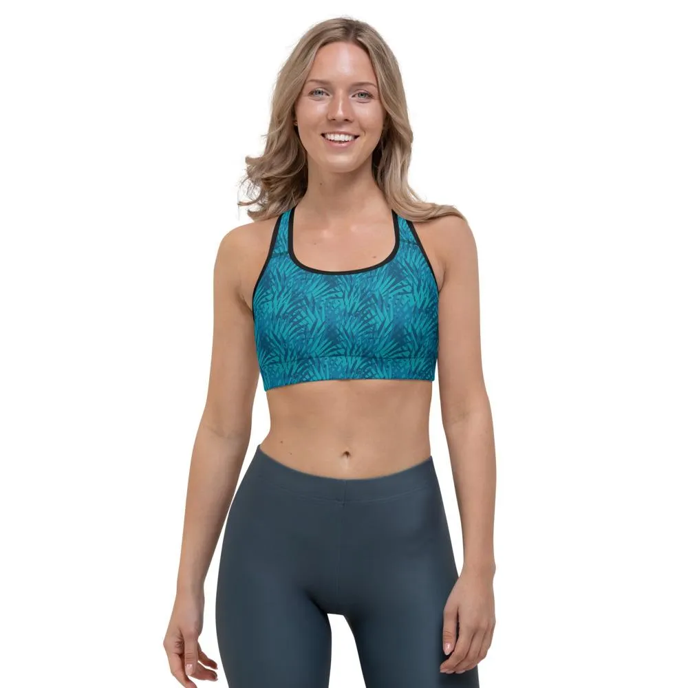 Ladies Sports bra-Blue Palm