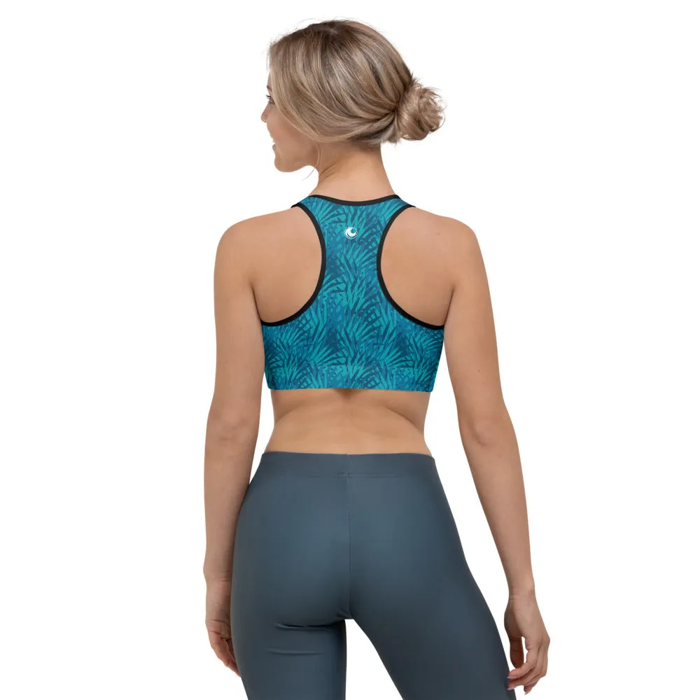 Ladies Sports bra-Blue Palm