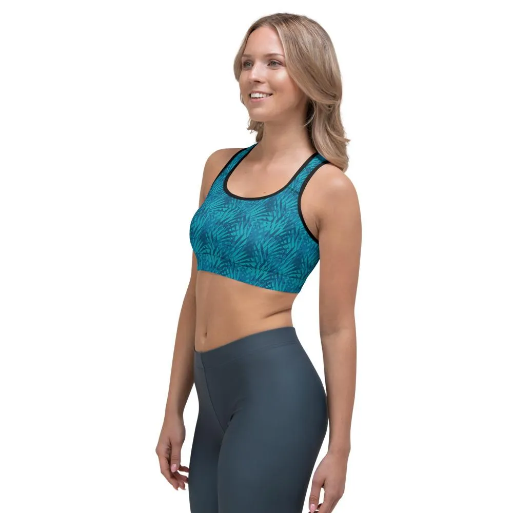 Ladies Sports bra-Blue Palm