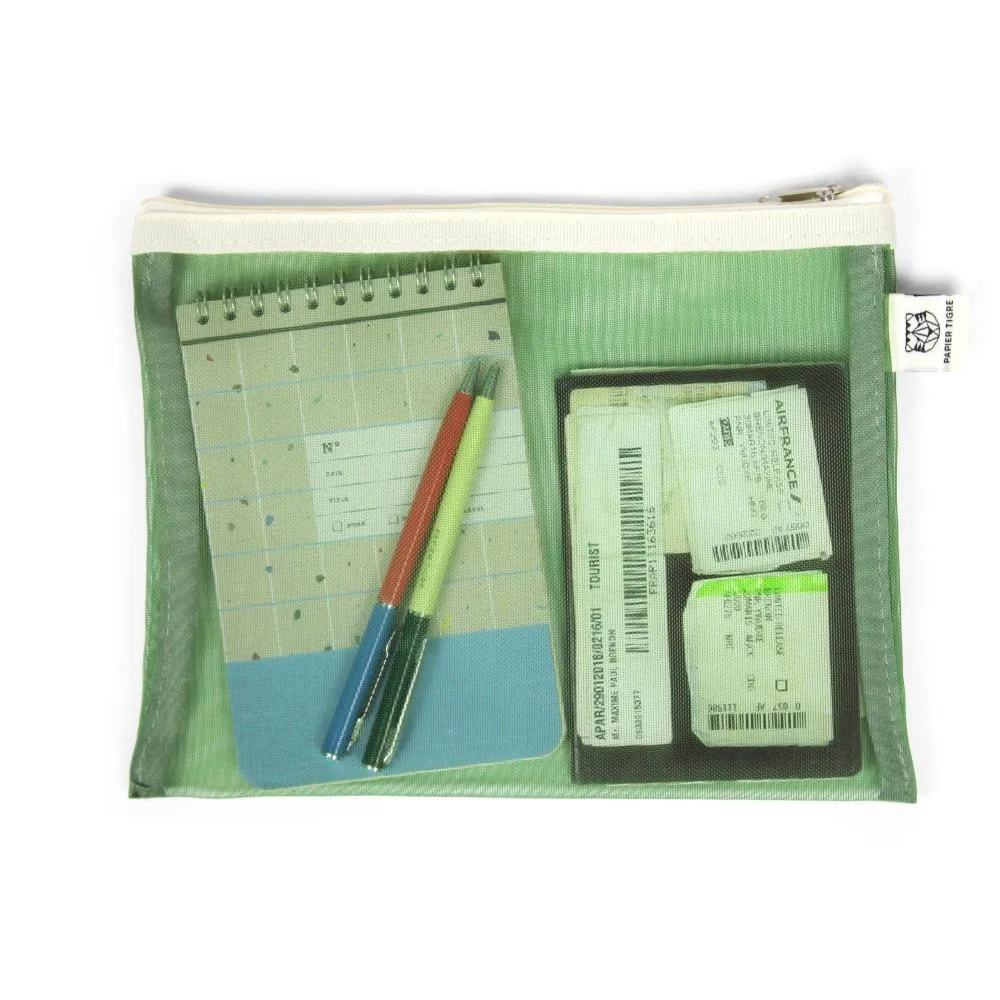 Paper Tigre Mesh Pouch, Medium - Green & Yellow