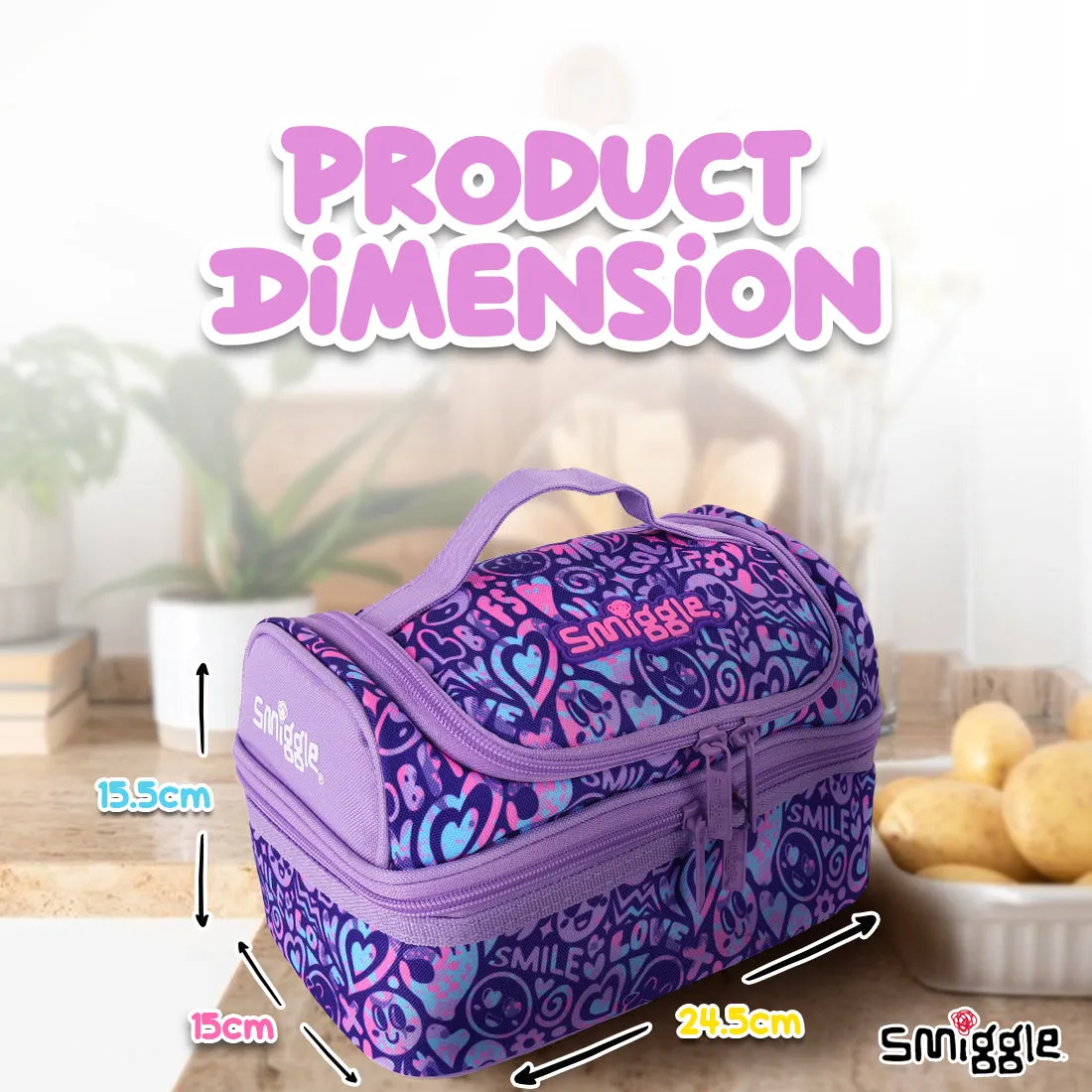 Smiggle Vivid Double Decker Lunchbox (Box) Lilac, 3Y 