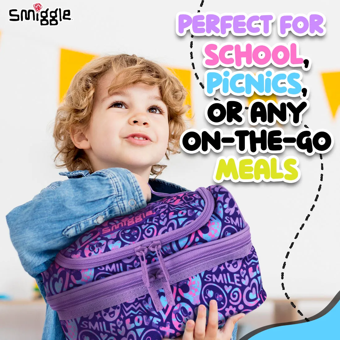 Smiggle Vivid Double Decker Lunchbox (Box) Lilac, 3Y 